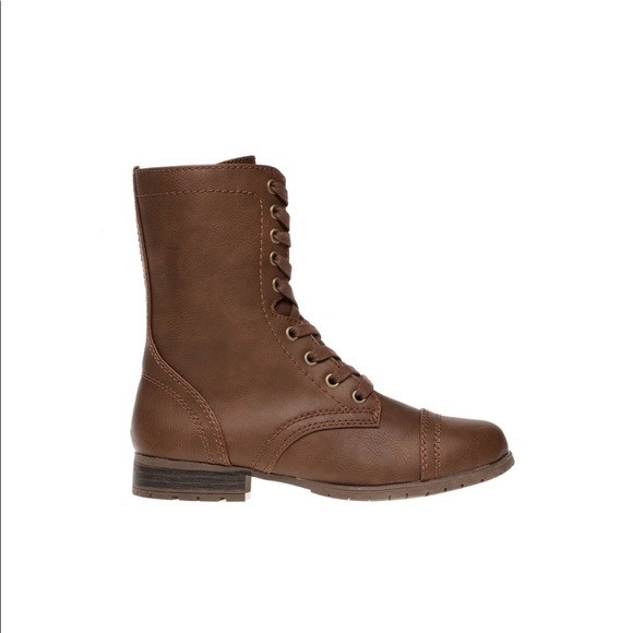 Women's Brown Lace Up Side Zipper Boot Cognac New - Picture 4 of 12